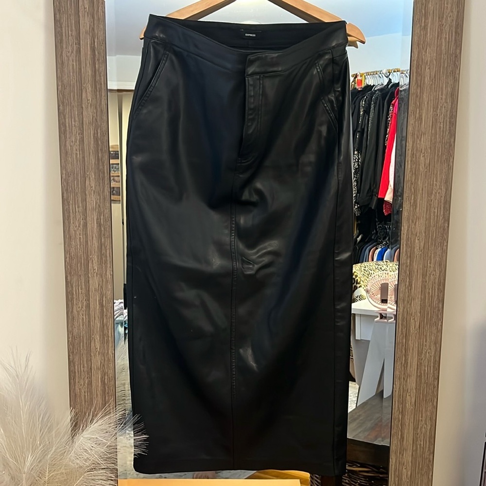 Leather maxi skirt